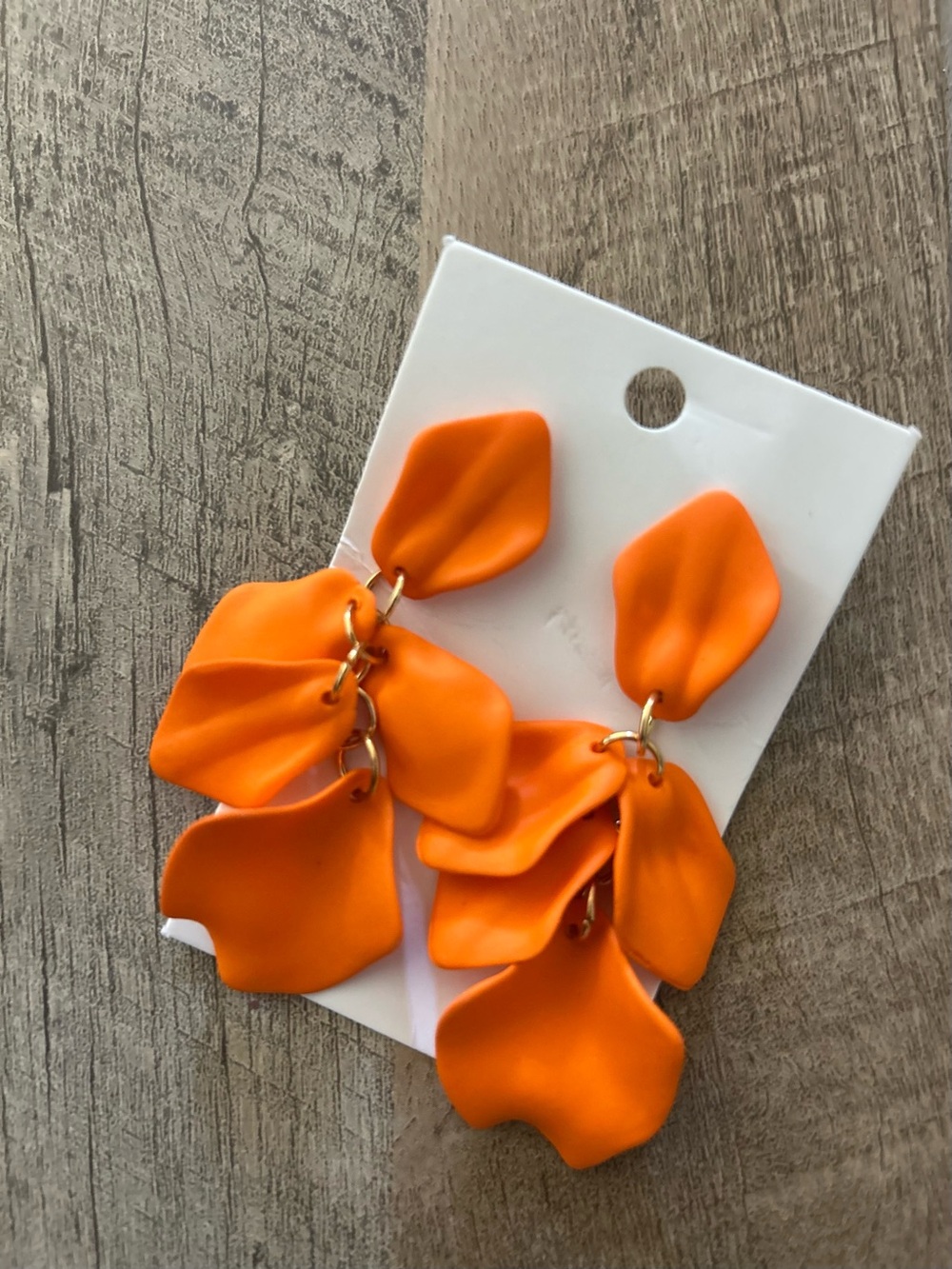 Bold Orange Floral Drop Earrings